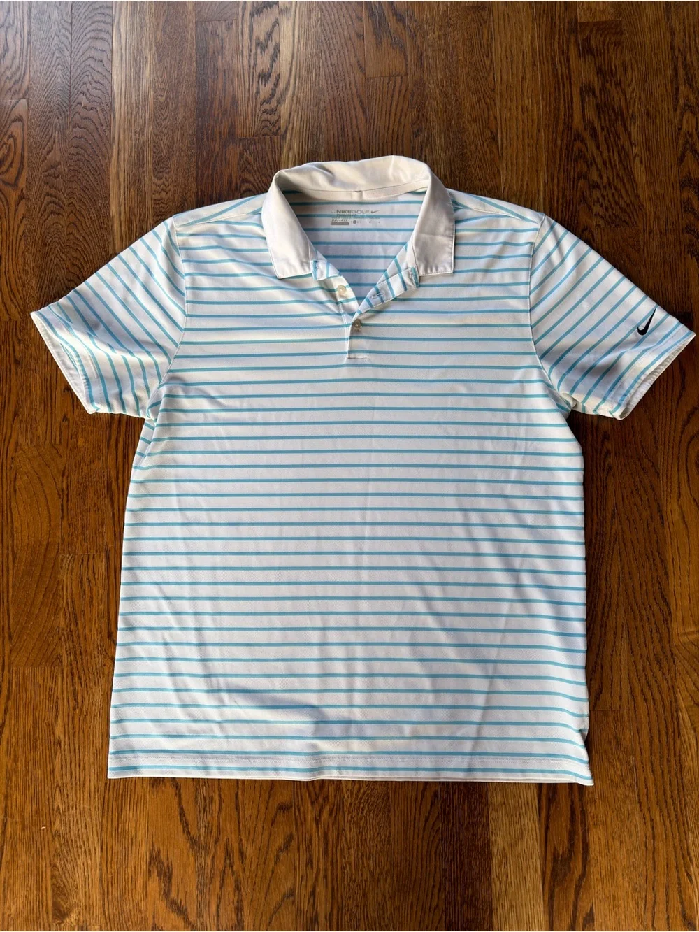 Nike Men’s White Polo with Light Blue Stripes